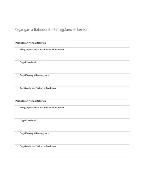 Pagarigan a Balabala iti Panagplano-iti-Lesson