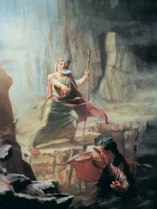 Moses casting away Satan