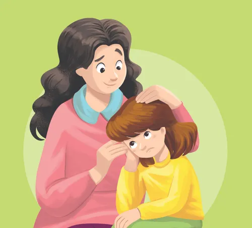 Mom comforting her daughter