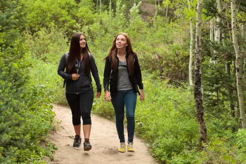 young women hiking