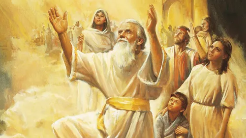 Enoch and the City of Zion being translated into heaven