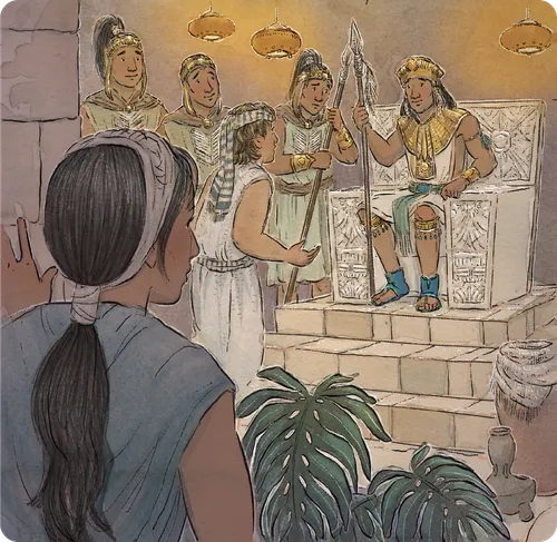 Abish listening to Ammon