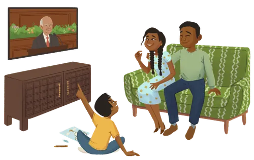 A family watching general conference
