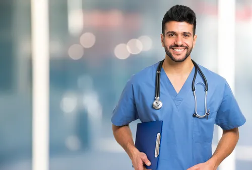 Man in nursing scrubs
