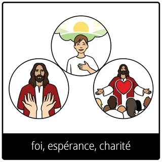 Pictogramme de l’Évangile pour « Foi, espérance, charité »