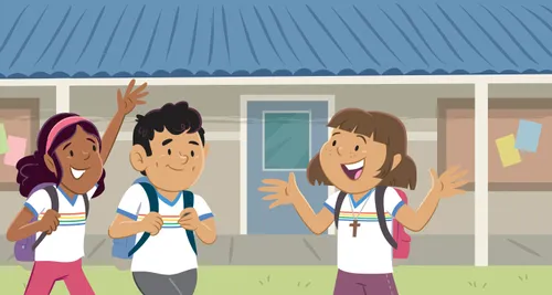 Image of Margo and Paolo talking to Julia