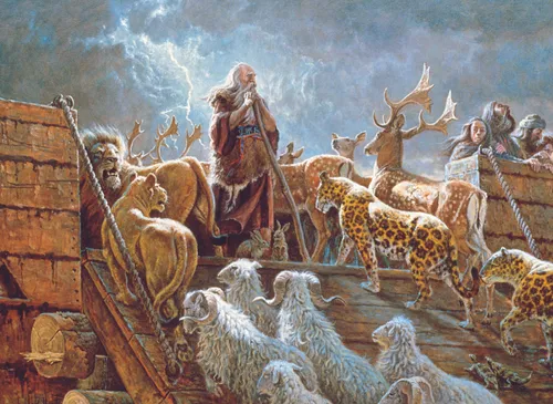 Noah and his family enter the ark