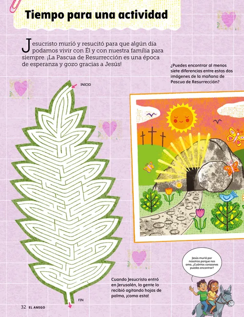 Página PDF con ilustraciones de juegos de Pascua de Resurrección