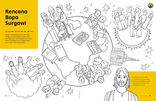 Halaman PDF dari halaman mewarnai yang memperlihatkan elemen-elemen dari rencana keselamatan