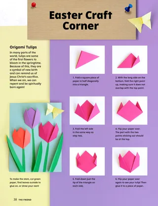 Page PDF with origami tulip activity