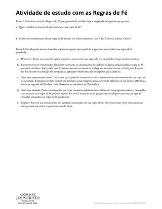 Atividade de estudo com as Regras de Fé