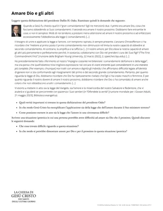 Scheda Amare Dio e gli altri