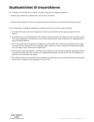 Studieaktivitet til trosartiklerne