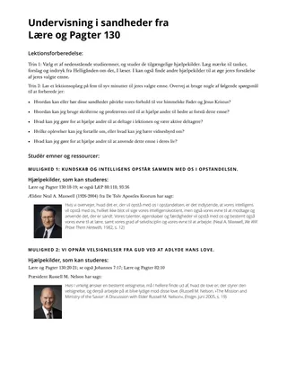 Undervisning i sandheder fra Lære og Pagter 130