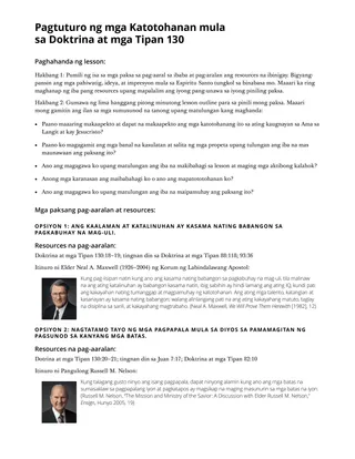 Pagtuturo ng mga Katotohanan mula sa Doktrina at mga Tipan 130