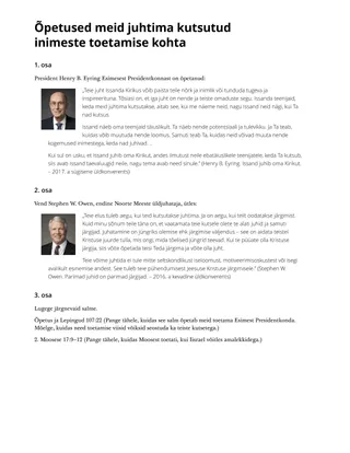 Õpetused meid juhtima kutsutud inimeste toetamise kohta