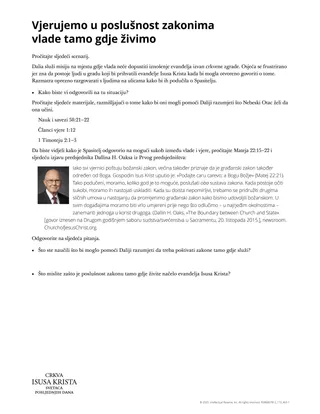 Vjerujemo u poslušnost zakonima vlade tamo gdje živimo