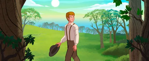 Joseph Smith smiling and leaving woods