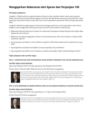 Mengajarkan Kebenaran dari Ajaran dan Perjanjian 130