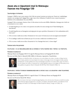 Aoao atu o Upumoni mai le Mataupu Faavae ma Feagaiga 130