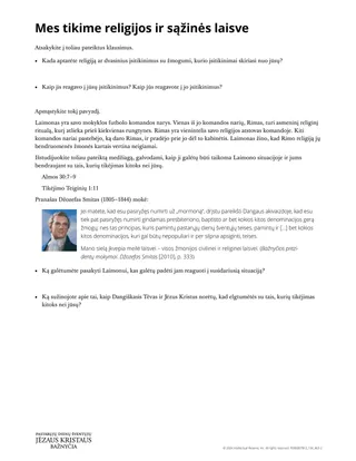 Mes tikime religijos ir sąžinės laisve