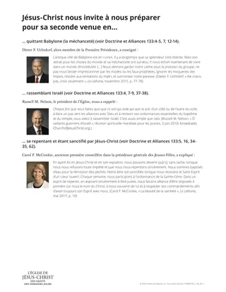 Jésus-Christ nous invite à nous préparer pour sa seconde venue en…