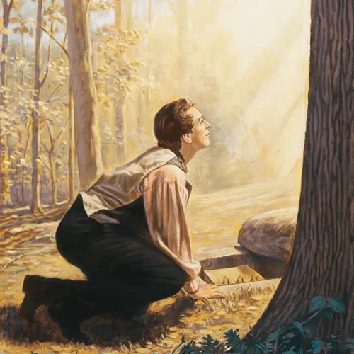 Joseph Smith uncovering the gold plates