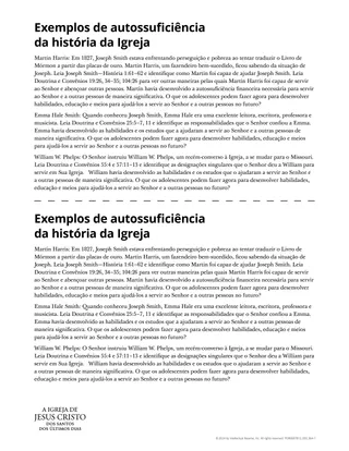 Exemplos de autossuficiência da história da Igreja