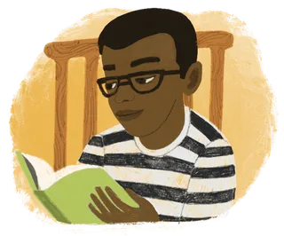 Young man reading a book