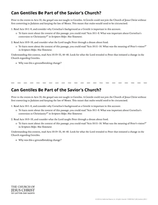 Handout: Can Gentiles Be Part of the Savior’s Church?