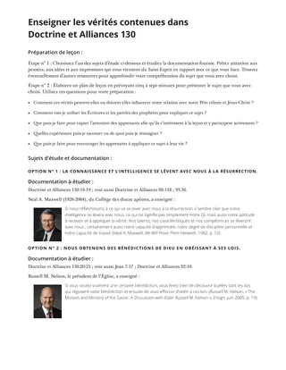 Enseigner les vérités contenues dans Doctrine et Alliances 130