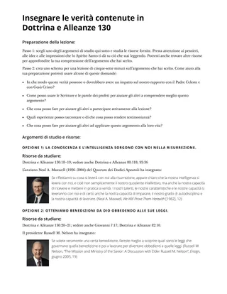 Insegnare le verità contenute in Dottrina e Alleanze 130
