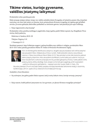 Tikime vietos, kurioje gyvename, valdžios įstatymų laikymusi