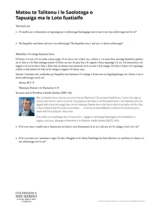 Matou te Talitonu i le Saolotoga o Tapuaiga ma le Loto Fuatiaifo