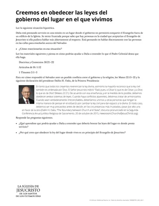 Creemos en obedecer las leyes del gobierno del lugar en el que vivimos
