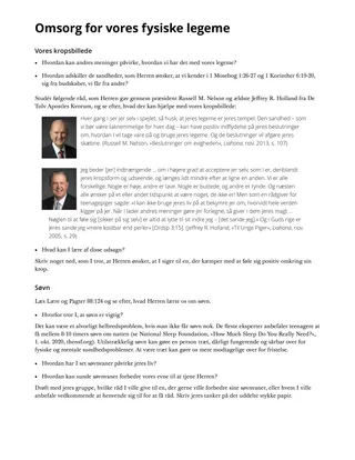 Omsorg for vores fysiske legeme