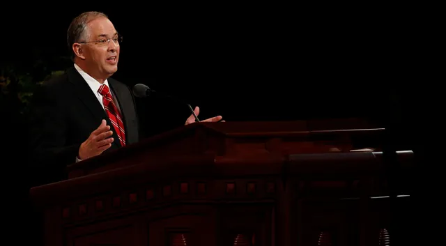 Elder Neil L. Andersen speaks during a session of conference.