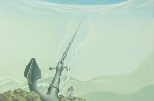 An illustration of an anchor buried in a seabed.
