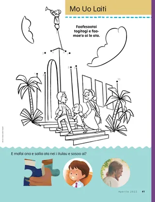 dot-to-dot picture of family at temple