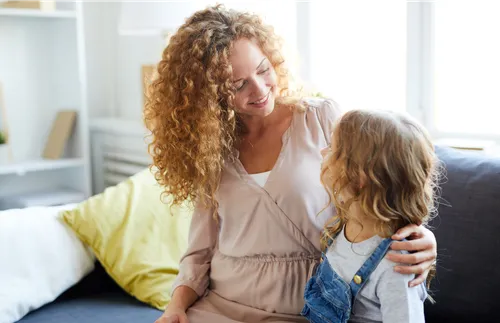 mother and daughter looking at each other