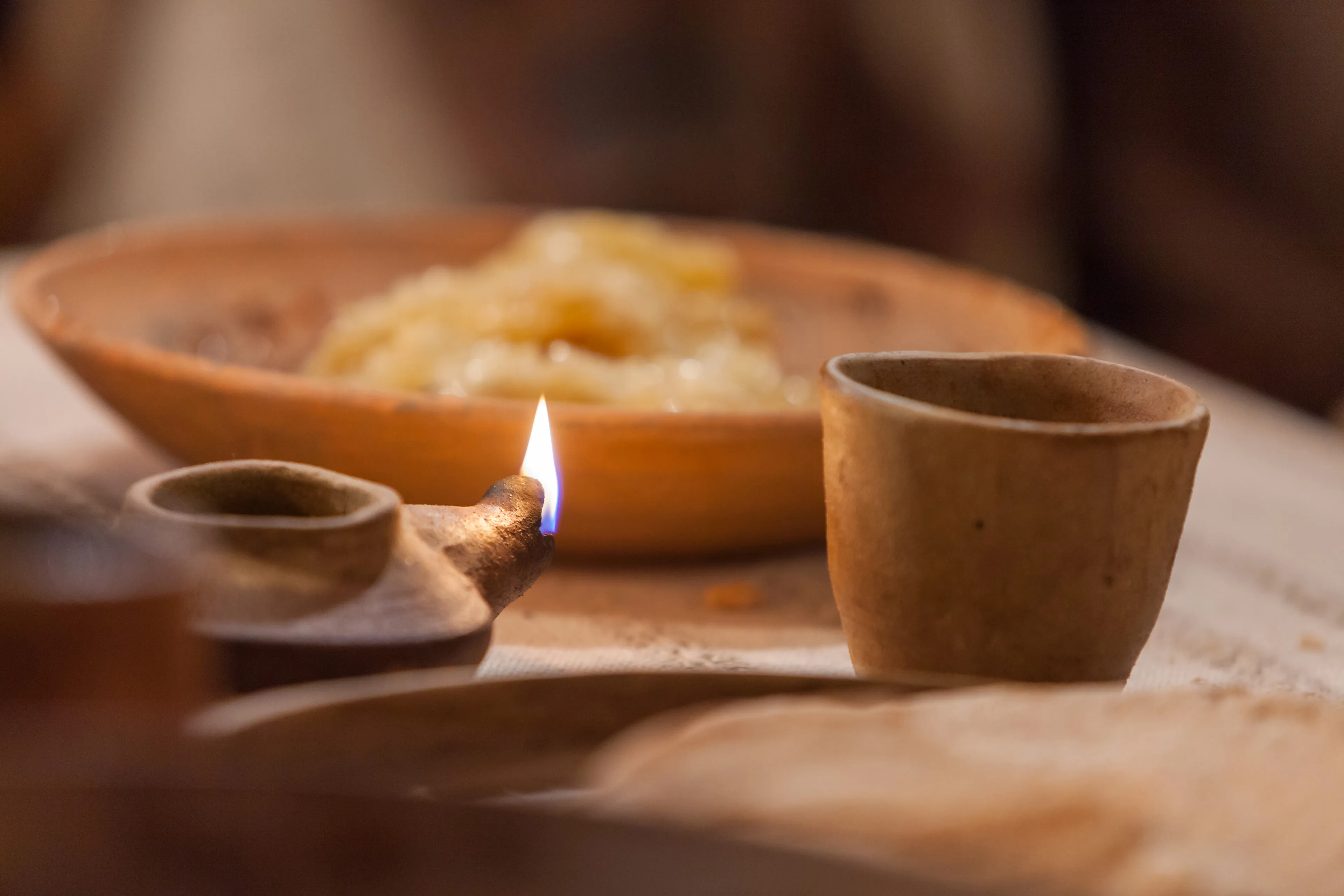 An oil lamp burning at the Last Supper.