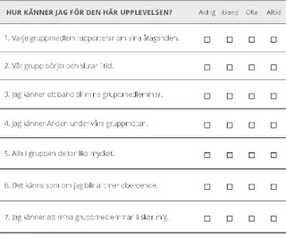 gruppens utvärdering