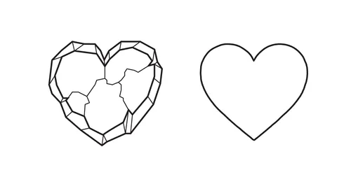heart that looks like rock and heart outline