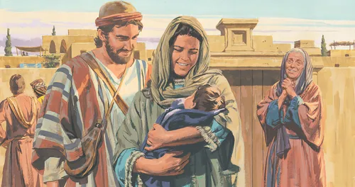Anna seeing baby Jesus