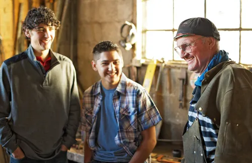 young men with old man