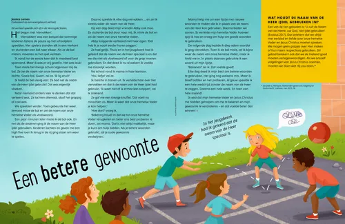 Pagina (pdf) met illustratie van kinderen die buiten ‘four-square’ spelen