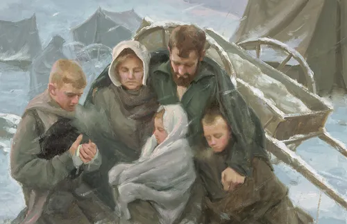 pioneer-family-kneeling-in-the-snow