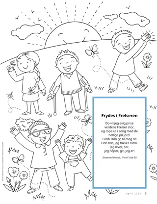 Fargeleggingsside om lykkelige barn utendørs