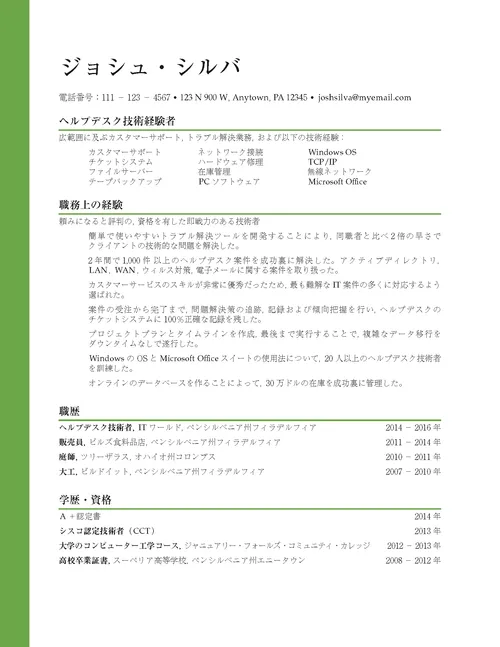 良い履歴書の例