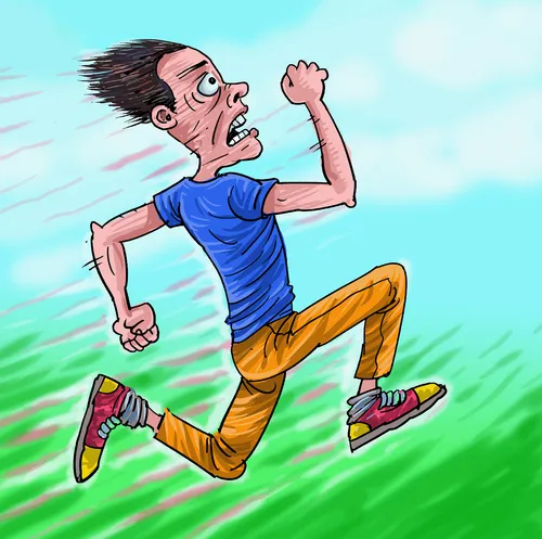 cartoon man running